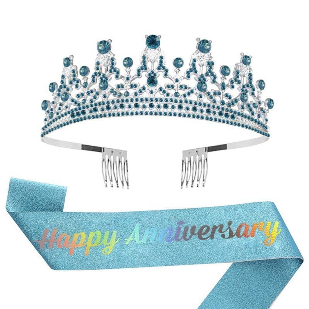 9611 Tiara Anniversary Happy Anniversary Tiara and Sash Set for Celebration